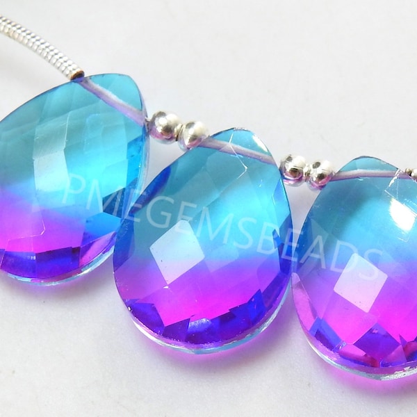 Bio Color Doublet Quartz Faceted Teardrop/For Making Jewelry/One Matched Pair/16X12MM/PME-QC