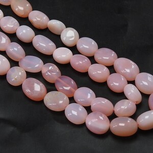 8-10mm Pink Opal Tumble Oval Beads, 16 Inch Smooth Polished Multi Shaded Strand for Jewelry Making, Natural Gemstone Wholesale Supplies