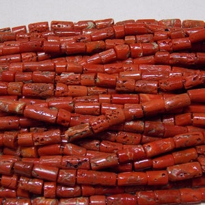 Red Coral Smooth Tube Shape Bead 8Inches 5X6MM Approx Natural Stone For Making Jewelry New Arrival Wholesaler Supplies BK-CR2