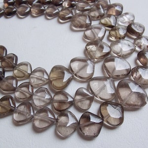 Smoky Quartz Smooth Fancy Heart Shape Bead/10Inch Strand 17X15To10X9MM/Wholesale Price/New Arrival/PMEB-4
