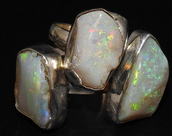 Australische opaal natuurlijke gepolijste ruwe 925 sterlingzilveren ring 15-10 mm lang Cadeau voor haar Modieuze sieraden Nieuwe collectie MS