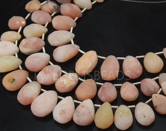 Pink Peruvian Opal Teardrop-Smooth Matte Polished-16Piece Strand 16X10To12X8MM-Wholesaler Supplies-Natural Stone MS-BR7