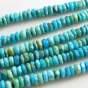 Arizona Turquoise Multi Shaded Faceted Roundel Beads/16Inches 4To5MM/100%Natural/PME-B1