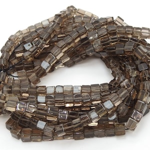 Smoky Quartz Smooth Cube Box Bead For Making Jewelry 16Inch Strand Wholesaler Supplies New Arrival Natural Stone PME-CB1