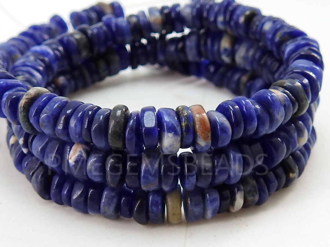 Sodalite Smooth Tire Bead/button/coin/wheel Shape/16inches - Etsy