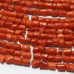Red Coral Natural Polished Rough Tube Shape Bead 8Inches 3-4MM Approx Wholesaler Supplies New Arrival BK-CR1