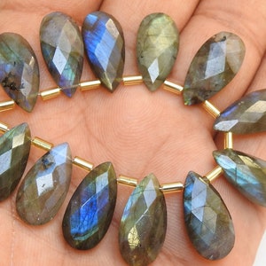 Labradorite Multi Fire Faceted Teardrop Matching Pair 6Piece 20X10MM Wholesaler Supplies Natural Stone PME-CY3