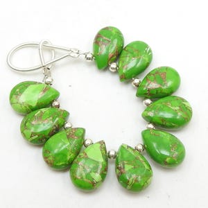 Green Copper Turquoise Smooth Teardrop For Making Jewelry 10Piece 12X8MM PME-CY3