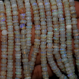Australian Opal Smooth Roundel Bead/18Inches Strand 4To6MM/Natural Stone/For Making Jewelry/Wholesaler/Supplies/WM