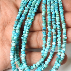 Arizona Turquoise Smooth Handmade Bead 16Inch Strand 3-4MM Approx For Making Jewelry Wholesaler Supplies Natural Stone WM-B2