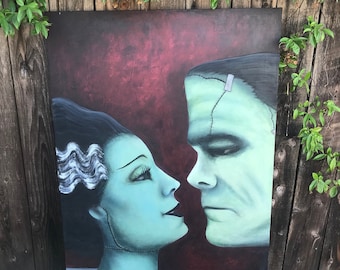 Large Frankenstein couple painting