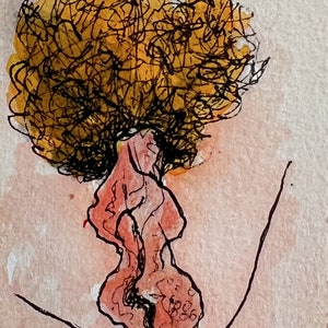 VULVA DESSIN - Art Yoni coloré - Art de la vulve fait à la main - Aquarelle originale à la plume et à l'encre - pas une impression
