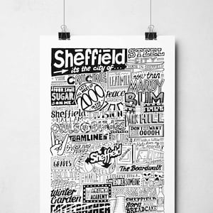 Sheffield Landmarks Wall Art Print | Sheffield Gifts | Typography Poster
