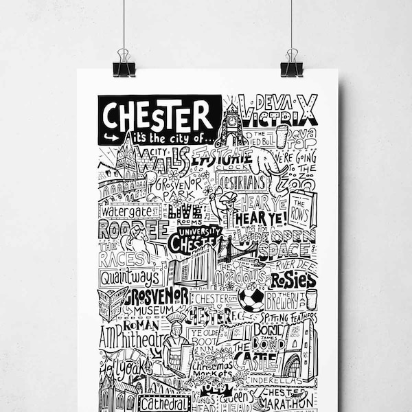Impresión de arte de pared de Chester / Póster de impresión de tipografía de regalo de Chester