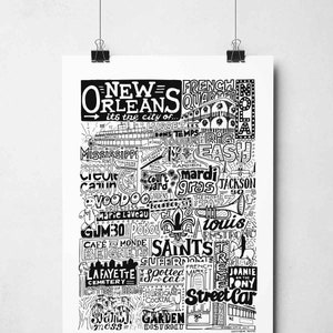 New Orleans kunst aan de muur afdrukken | VS reisposter | NOLA-geschenken | De Big Easy Gallery-muurafdruk