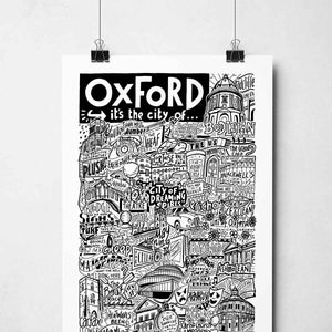 Oxford Wall Art | Oxford Landmarks Typography Print Poster | I Love Oxford Gifts | UK Travel Poster