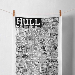 Hull Landmarks Tea Towel: UK Made Cotton Kitchenware