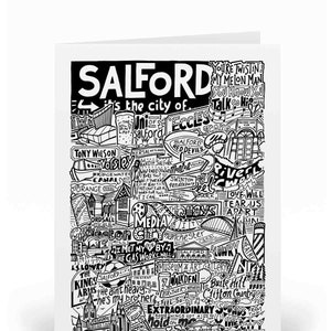 Tarjeta de felicitación de Salford / Regalos de cumpleaños con el mensaje "Me encanta Salford"