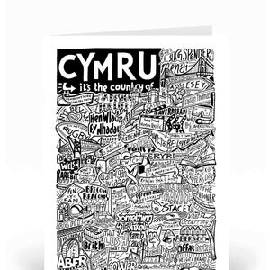 Carte de voeux Cymru | Illustration du Pays de Galles | Cartes de voyage au Royaume-Uni | Cartes d'anniversaire galloises | Cadeaux de Cymru