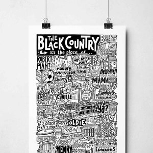 De zwarte landoriëntatiepunten Wall Art Print | Black Country Gifts Illustratie | West Midlands Gallery muurposter