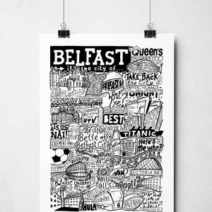 Belfast Wall Art | Northern Irish Landmarks Typography Print Poster | Belfast Gifts | Ireland Travel Poster