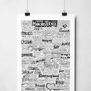 Manchester Music Wall Art Print | Manchester Bands Typography Poster | Madchester Poster | Manc Gifts | Gallery Wall Print