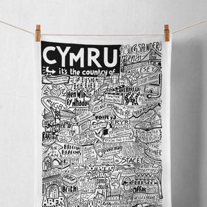 Cymru Theedoek | Geschenken uit Wales | Welshe Cymru-cadeaus | Reisvakantiecadeaus | Nieuw huis cadeau