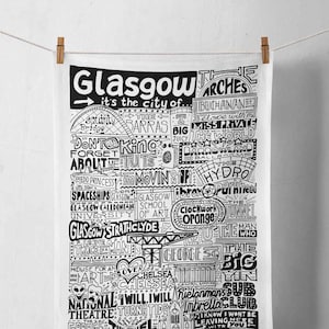 Glasgow Tea Towel | Glasgow Gift | Scottish Gifts | Scotland Travel Vacation Gift | New Home Gift | Kitchenware Gift