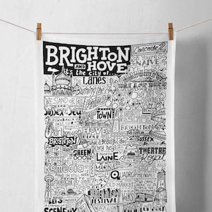 Brighton & Hove Tea Towel | Brighton Gift | New Home Gift | Kitchenware Gifts | UK Travel Gifts | Gifts for Foodie