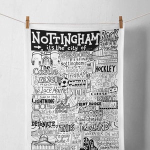 Nottingham Tea Towel | Nottingham Gift | New Home Gift | Kitchenware Gifts | Gift for Cooks | Foodie Gifts | UK Travel Gifts