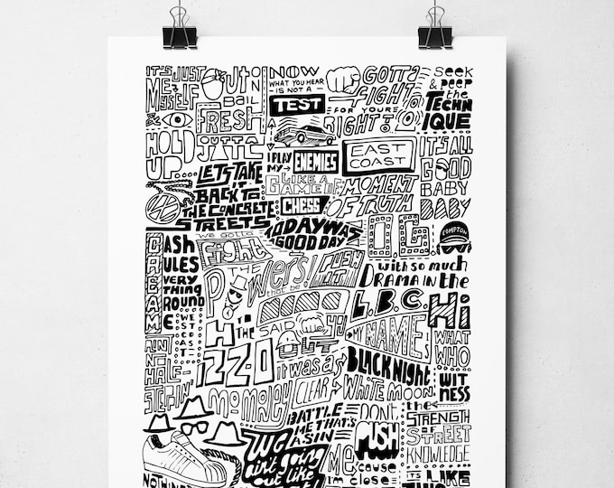 The Evolution of Rap Music Wall Art Print | Hip Hop Typography Poster