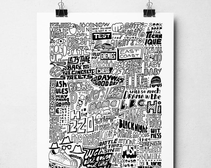 The Evolution of Rap Music Wall Art Print | Hip Hop Typography Poster