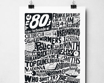 I Love The 80s Wall Art Print | 1980s Nostalgia Poster | Gifts for 80s Kids