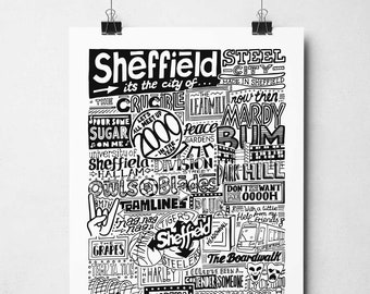 Sheffield Landmarks Wall Art Print | Sheffield Gifts | Typography Poster