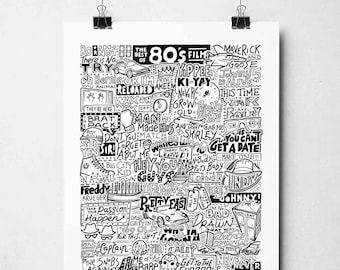 film posters 80s I Love 1980s Movie Wall Art Print | 80s Culture Film Nostalgia Poster | I Love the 80s