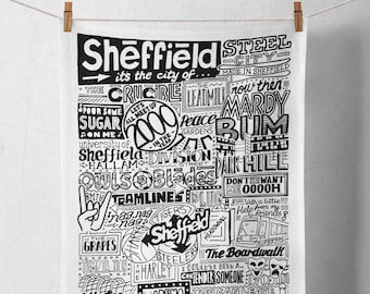 Sheffield Tea Towel | Sheffield Gift | New Yorkshire Home Gift | Kitchenware Gifts | Gift for Foodie