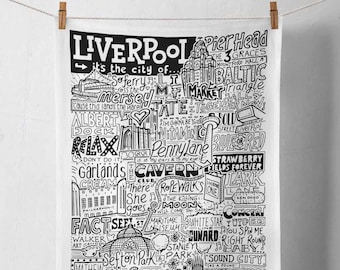 Liverpool Tea Towel | Liverpool Gift | Scouse Gifts | New Home Gift | Kitchenware Gifts | Gift for Cooks | Foodie Gifts | UK Travel Gifts