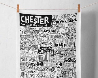 Chester Tea Towel | Cheshire Gifts | New Home Gift | Kitchenware Gifts | Gifts for Home Cooks | UK Travel Gifts