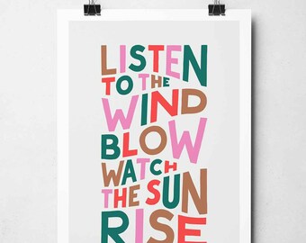 Fleetwood Mac Poster Listen to the Wind Blow Print Physical Print Music Lyric Giclee