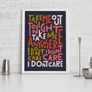 Take Me Out Tonight | There is a Light Typography Gallery Wall Art Print | 1980s Music Song Lyric Poster | Manchester Music