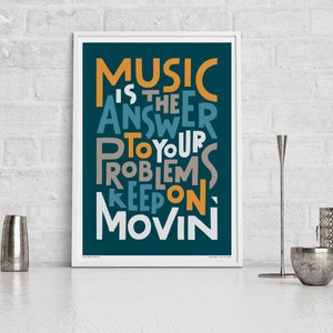 Music Is The Answer | Song Lyric Wall Art Print | 90s Dance House Music Poster | Typography Art | Gifts for Music Fans Musician DJ