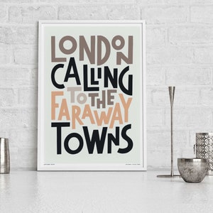 London Calling Song Lyric Wall Art Print | London Music Poster | London Typography Artwork | London Travel Vacation Print