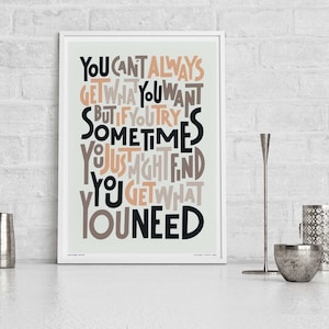 The Rolling Stones Lyric Kunstdruck: Modernes Typographie Musik Poster