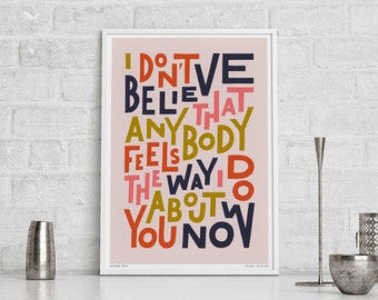 Wonderwall Song Lyric Kunstdruck | Indie Musik Poster | Typografie Galerie Wandkunst | Britpop Poster