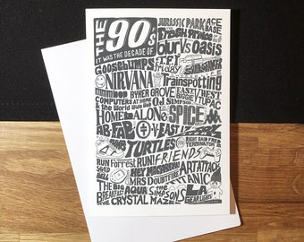The Nineties 1990's Greetings Card