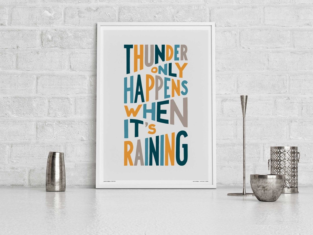 Thunder Only Happens When Its Raining Dreams Song Lyric Wall Art Print Positive 1970s Music