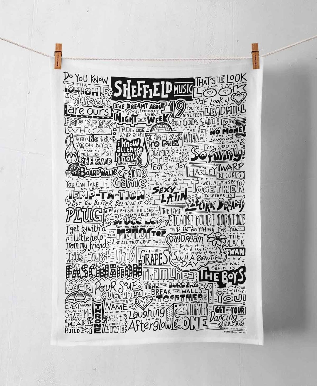 シェフィールドミュージックティータオル：ヨークシャーのキッチン装飾