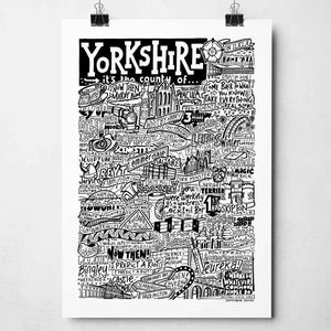 Yorkshire Landmarks Art Print: I Love Yorkshire Typography Poster