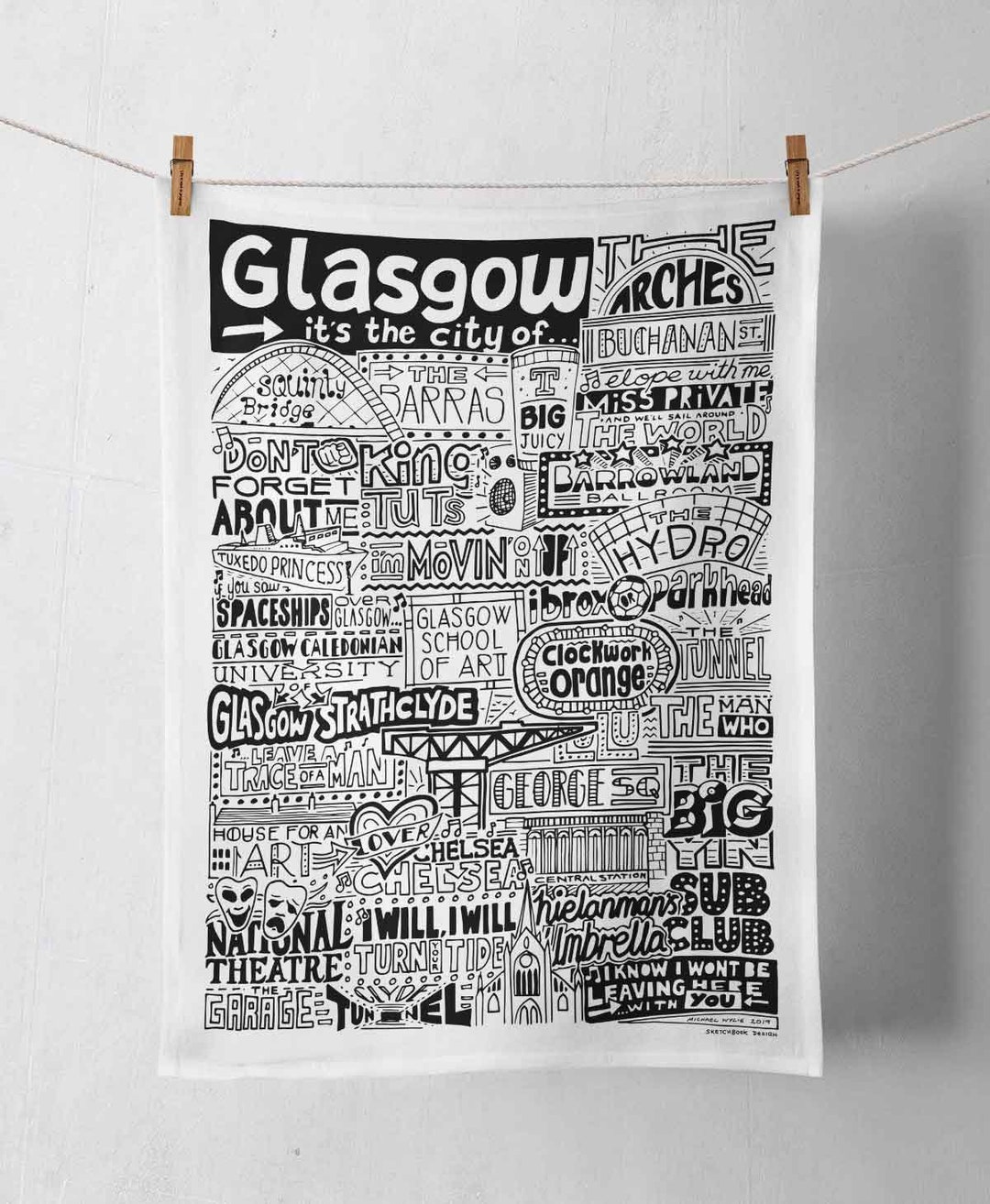 Glasgow Tea Towel Glasgow Gift Scottish Gifts Scotland Travel Vacation