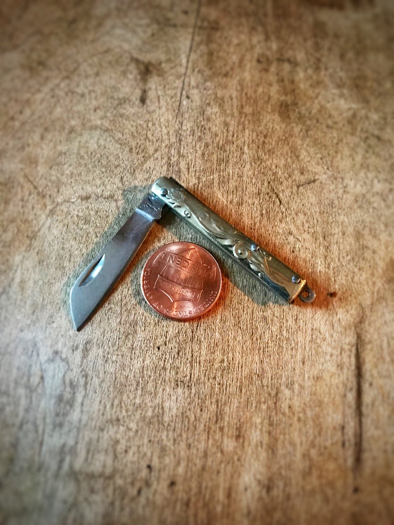 Miniature Botanical Folding Pocket Knife Necklace Mini Etsy